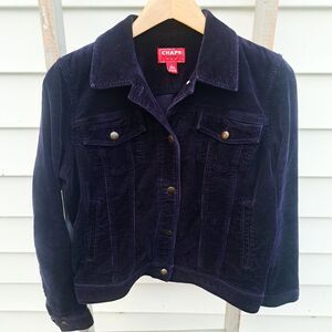 Vintage Y2k Chaps Corduroy Trucker Jacket Womens Large Purple Button Front